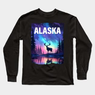 Alaska Nothern Lights Wildlife Long Sleeve T-Shirt